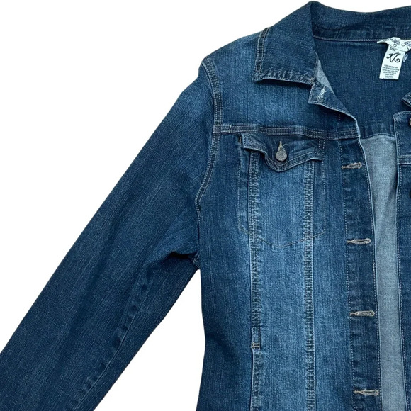 Vintage 2000s Y2K Indigo Rein Blue Long-Line Denim Jacket size XL - Picture 8 of 16